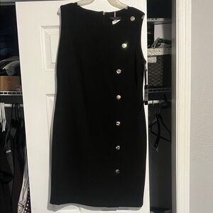 Tommy Hilfiger Black Button-Accent Mini Dress